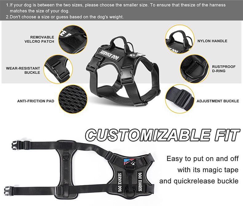 Large Dog Tactical Reflective Vest & Leash Combo