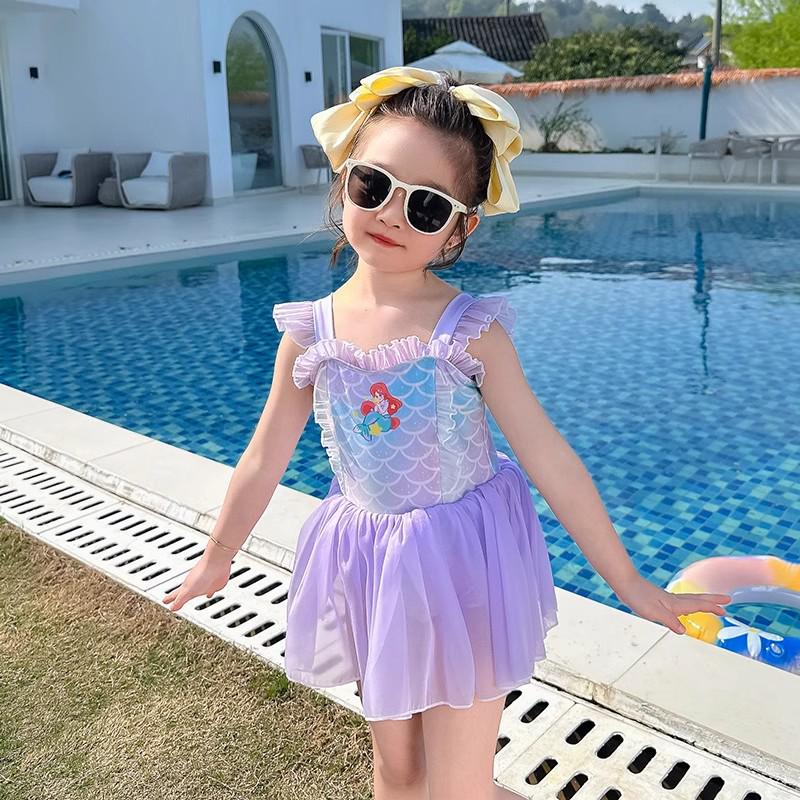 2025 New Girls' One-Piece Mermaid Swimsuit - Cute Princess Summer Swimwear