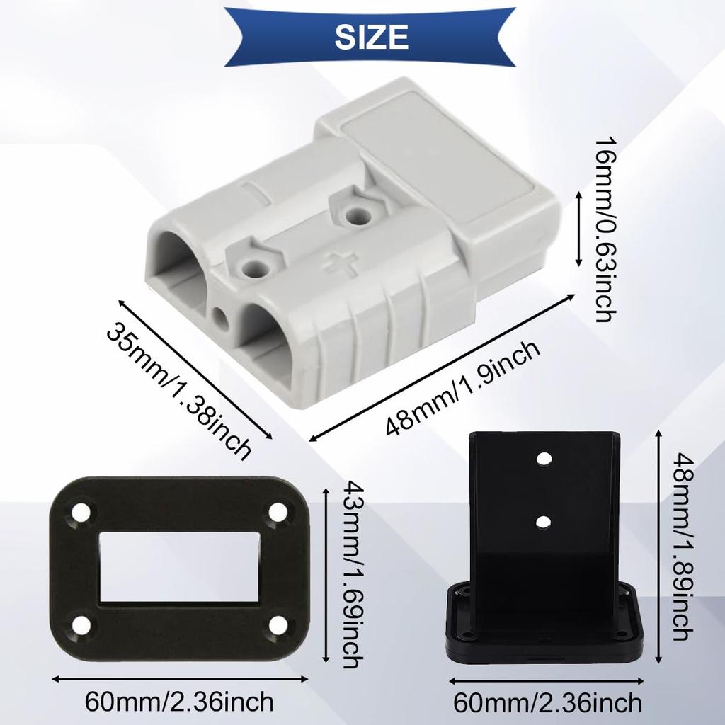 Xiatiaosann 2pcs 50A Connector Monuting Panel Quick Connect/Wire Harness Plug 600V 6-12 Gauge