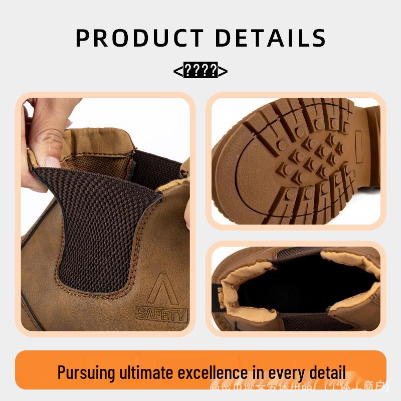 Temu Men's Lightweight Anti-Smash High-Top Slip-On Safety Shoes