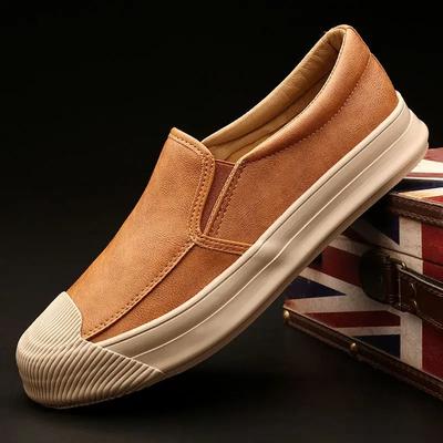 Fashion Male Casual Shoe Thick Sole Platform Slip-on New In Pu Men's Leather Shoes Legitimate Promotion Adults Low Price Common Sale