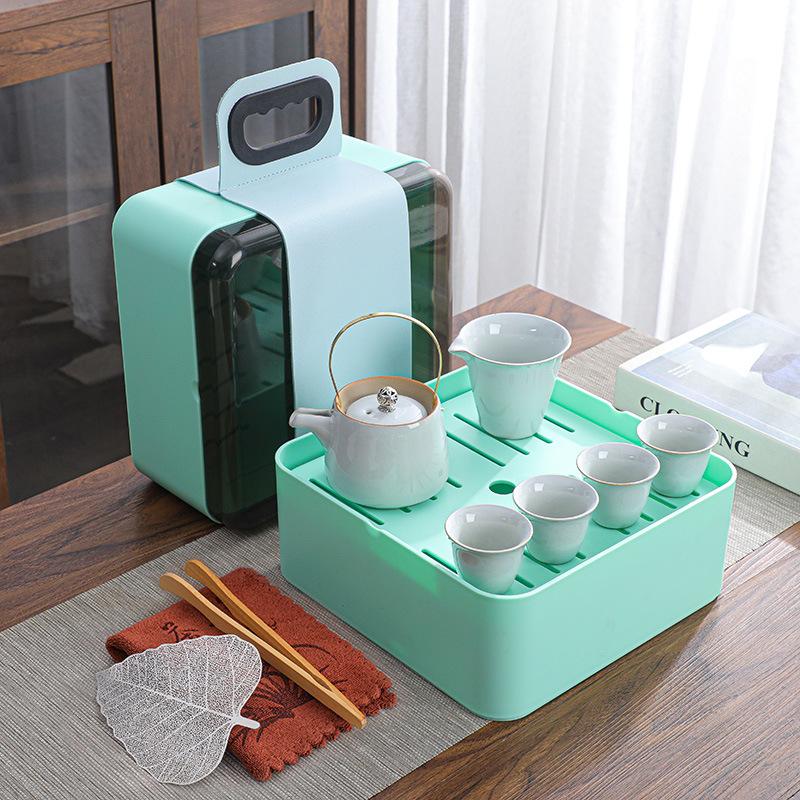 Travel Tea Set, Ge Kiln Ceramic Cooling Pot, Four Cups Portable Storage Box, Cheap Business Gifts