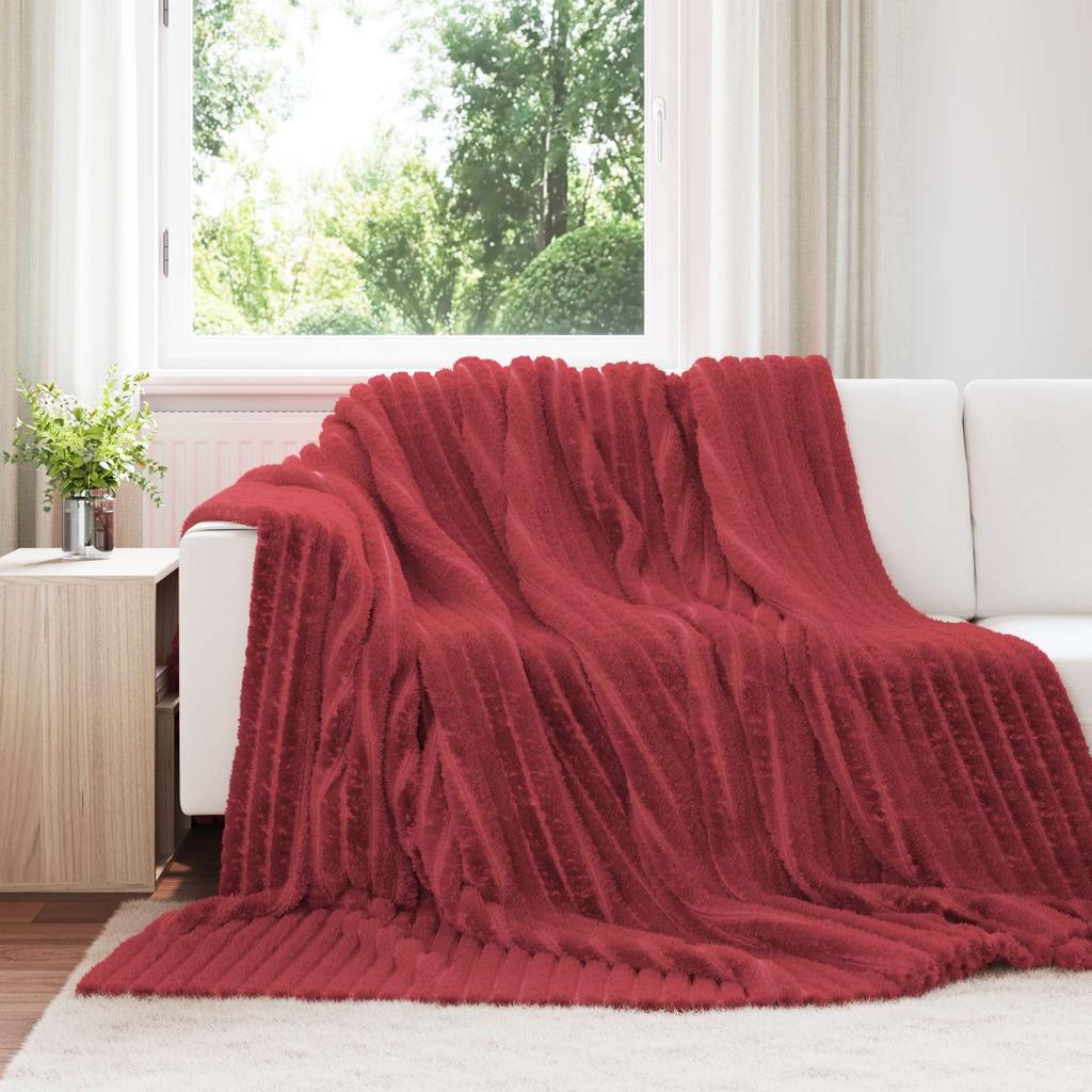 Throw Blanket Burgundy Red 270 x 240 cm Fleece