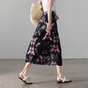 SOFSIL Retro Print High-Waist Pleated Midi Skirt