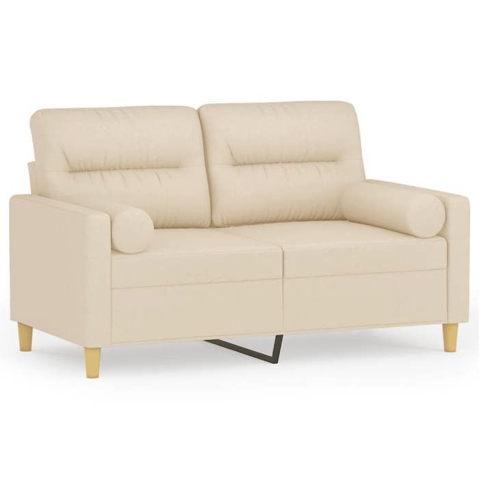 Canapé 2 places - Maison Exclusive - Crème - Tissu 100% polyester - Cadre métal