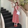 Seaside Vacation Red Plaid Dress Women's Clothing Summer New Sleeveless Vest Slim Dress Beautiful and Unique