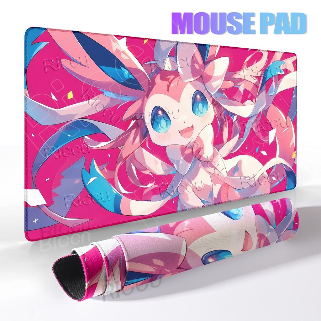 Kawaii Japan Anime Mouse Pads Computer Gamer Mats Extended Pokemon Eevee Laptop Keyboard Rug Laptop Gaming Rubber Deskmat Carpet