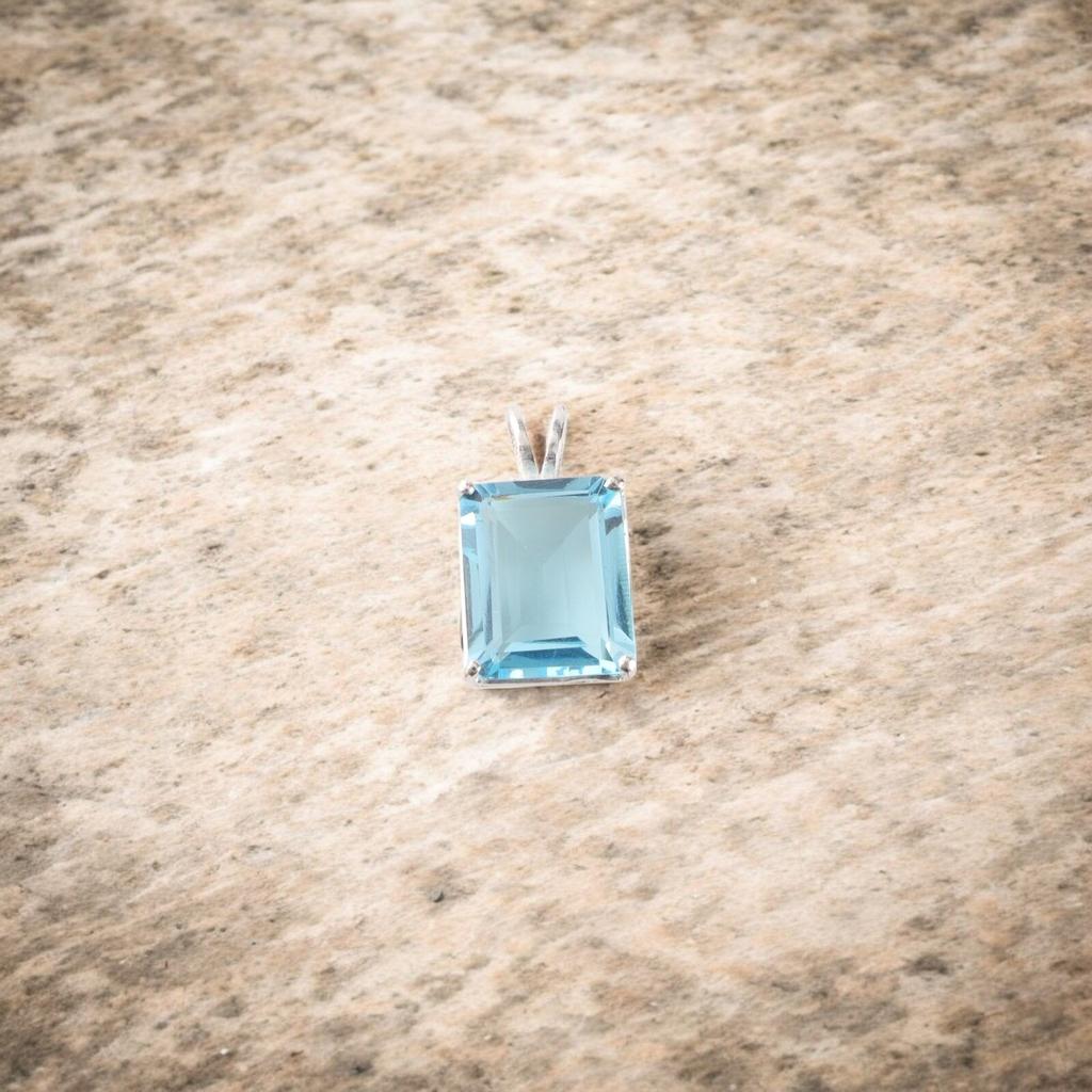 Himmelblauer Topas Edelstein 925 Sterlingsilber Schmuck Anhänger 0,69" Geburtstagsgeschenk PP-58-7