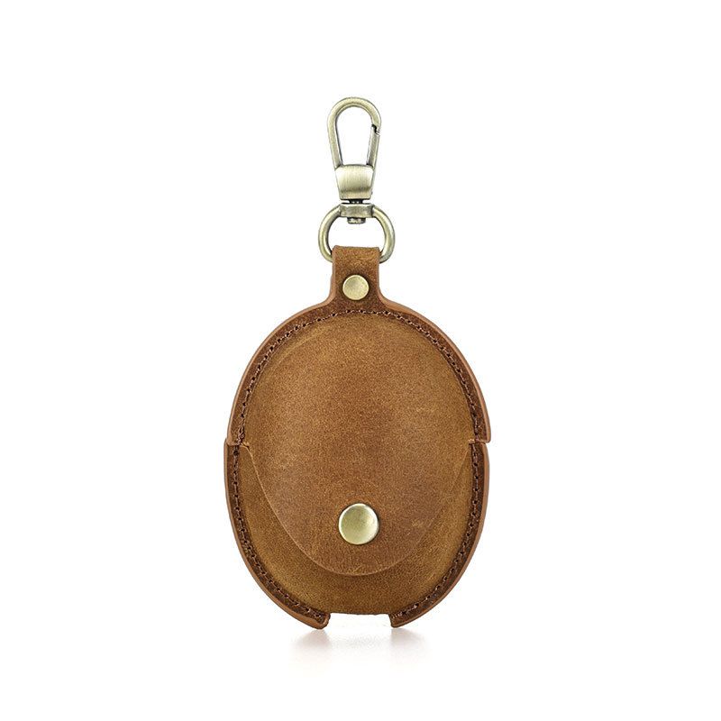 Applicable to Huawei Freebuds5 Protective Case Genuine Leather Crazy Horse Leather Retro Bluetooth Earbuds Case Storage Hook