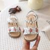 Girls' Sandals Pearl Flowers Princess Sweet Non-Slip Soft Breathable Comfortable Children'S Beach Shoes Summer Sandals
