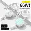 Retractable 66w 3-in-1 Usb Charge Data Cord 5-level Telescopic Fast Charging Data Cable