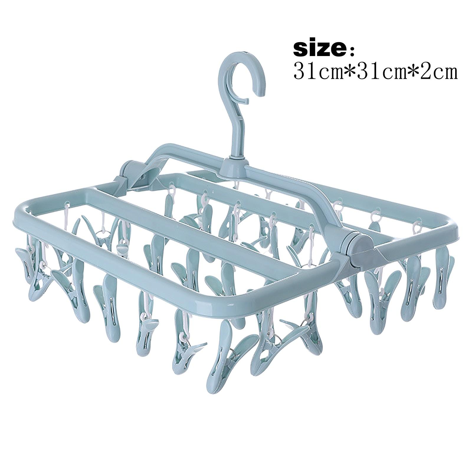 

Вешалка с несколькими зажимами, пластиковые складные бытовые ветрозащитные зажимы для носков, нижнее белье синий