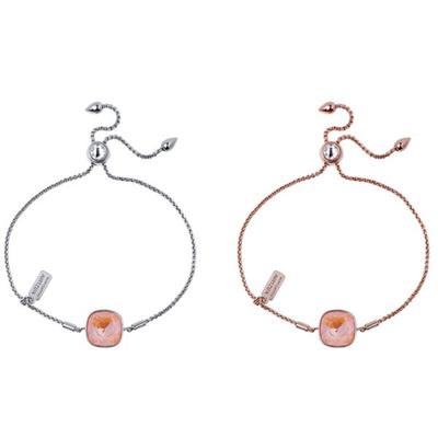 Iguro Peach Bracelet Women's Crystal Slide Chain Cushion Cut