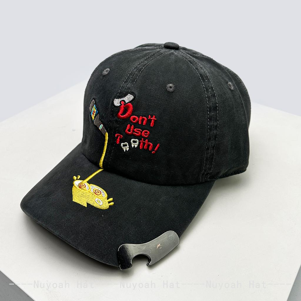 And Women Interesting Letter Print Embroidery Baseball Caps Sun Protection Bottle Opener All-Match Niche Style Peaked Hats Personalized Trendy Ins