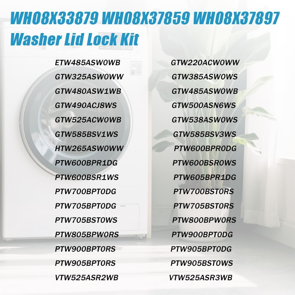 WH08X33879 Washer Lid Lock for GE PTW/GTW Series WH08X37859 Switch | Replacement for GE GTW220ACW0WW lid lock solves start failures, spin issues, or