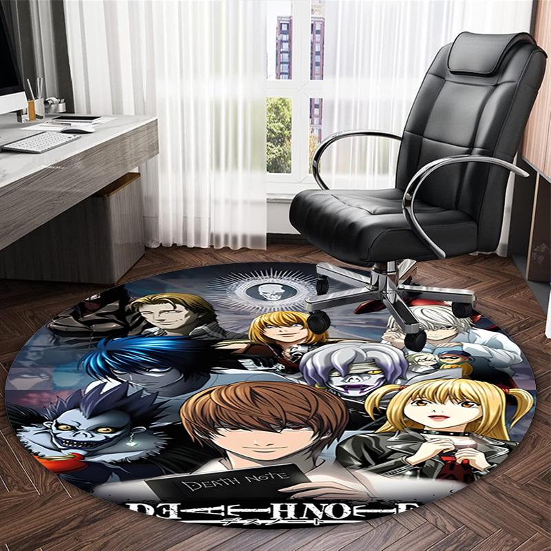 1pc D-Death Note  Carpet, Round Rug, Comfortable, Suitable for Entryways, Living Rooms, Office, And Bedrooms, Christmas Decoration