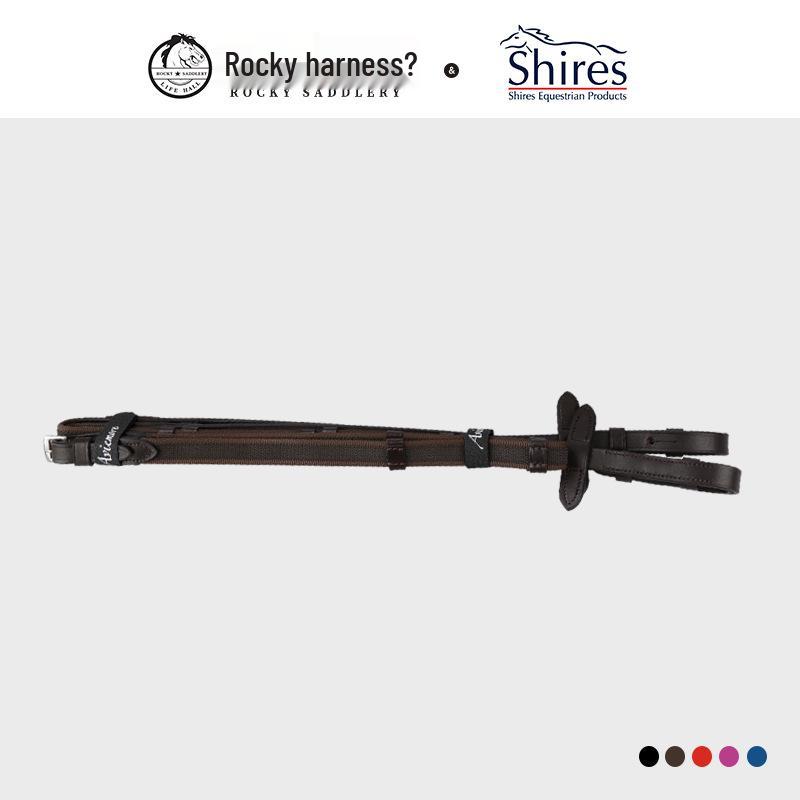Shires Non-Slip Cross-Country Horse Reins with Buckle красный