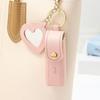 PU Leather Lipstick Bag Keychain Heart Pendant Mini Portable Key Chain Keyring