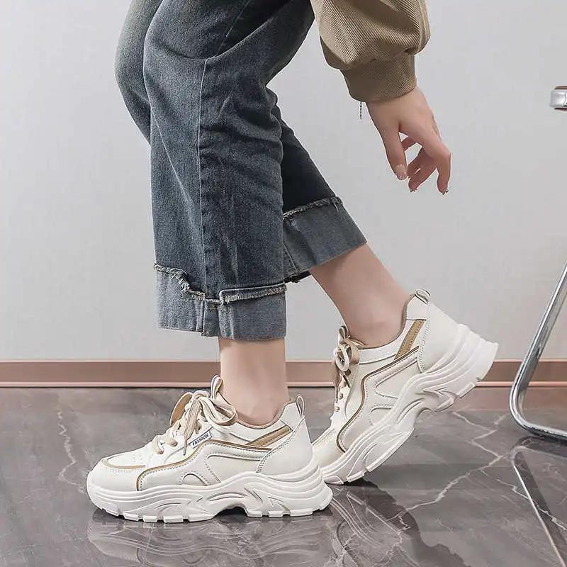 Fashion Size Round Tip Shoes Ladies Pink Vulcanize Ladies Sneakers Tennis Boots Woman Sports Loufers Street Tenni Design Hyperbeast