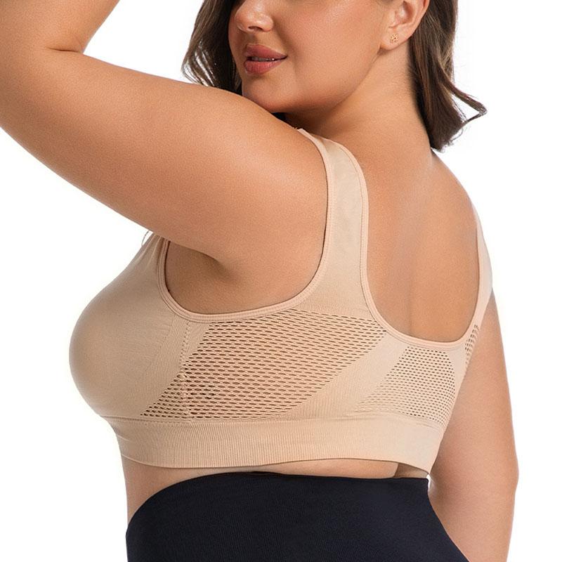 Bezszwowy biustonosz sportowy plus size dla kobiet Oddychająca siateczka Push-up z wyjmowanymi wkładkami Wygodny biustonosz w stylu kamizelki