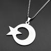 Arabische Muslime Stern Mondsichel Anhänger Halsketten für Damen Herren Edelstahl Islamische Strasssteine Talisman Kette Schmuck