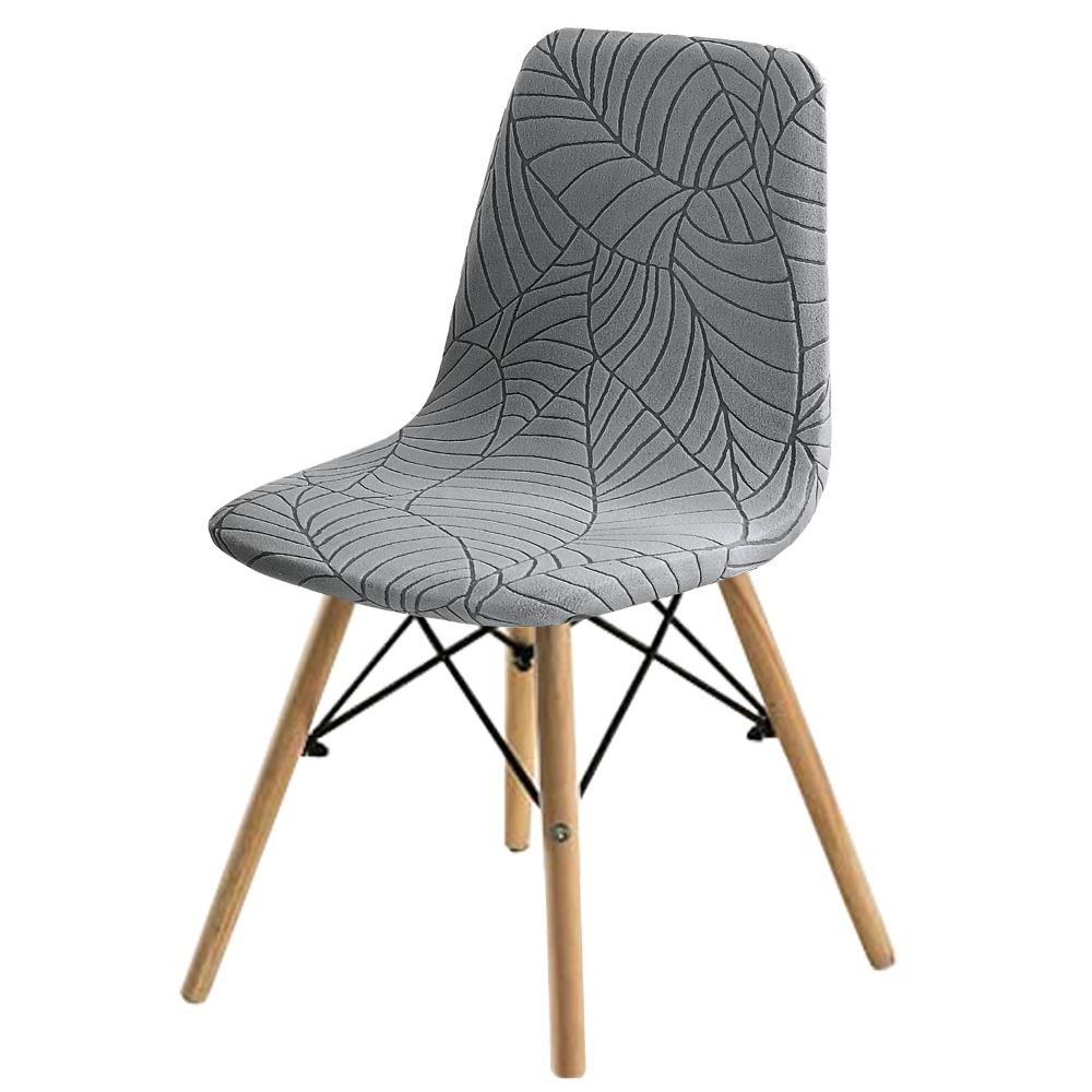 Elastic Chair Covers with Leaf Jacquard Modern Nordic Stretchable Seat Covers for Dining Chairs
