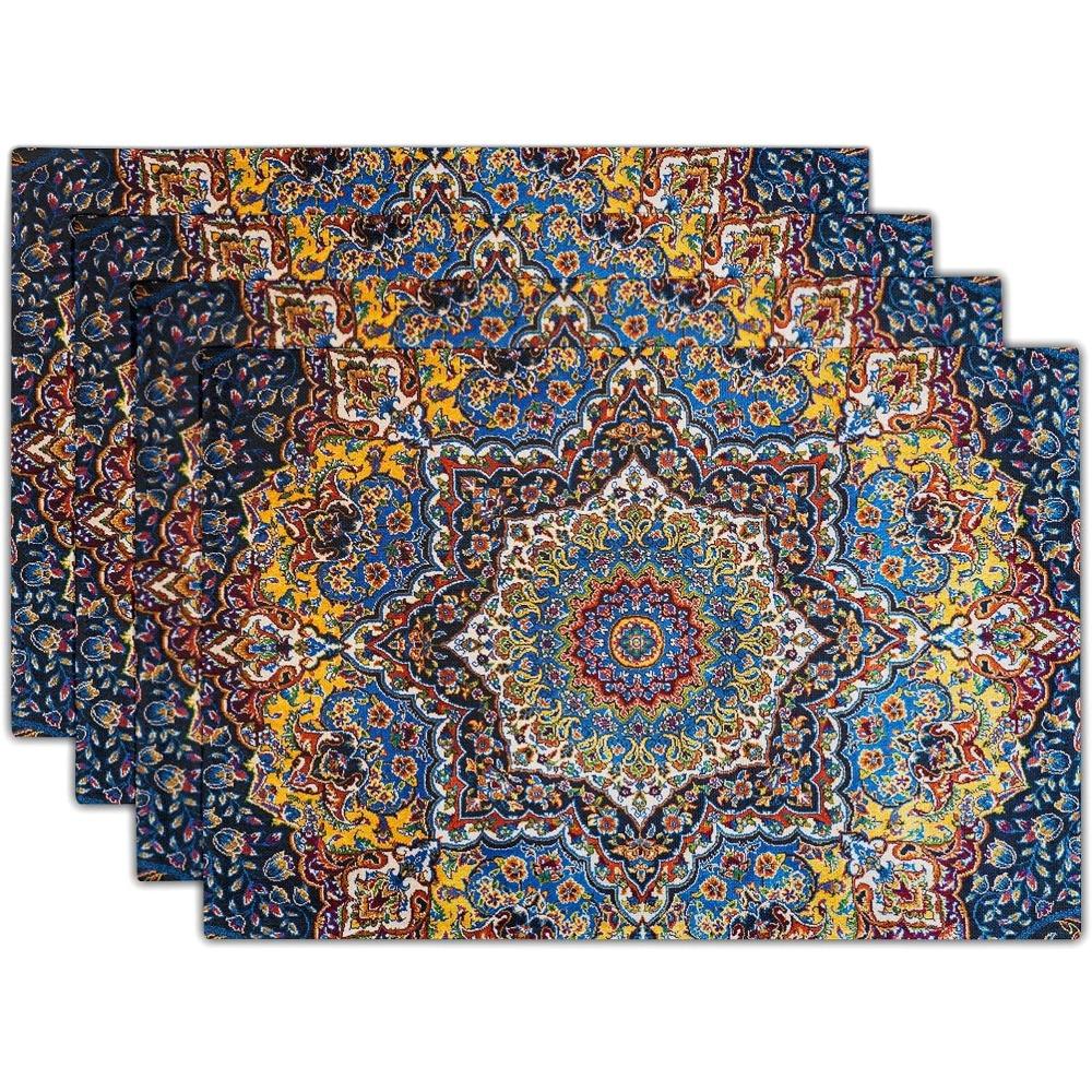 

Красочные Мандала Бохо Подставки под тарелки Винтажные Цветочные Моющиеся Термостойкие Бохо Подставки для стола Индийские Этнические Подставки под тарелки для ужина на Рамадан 1pcs