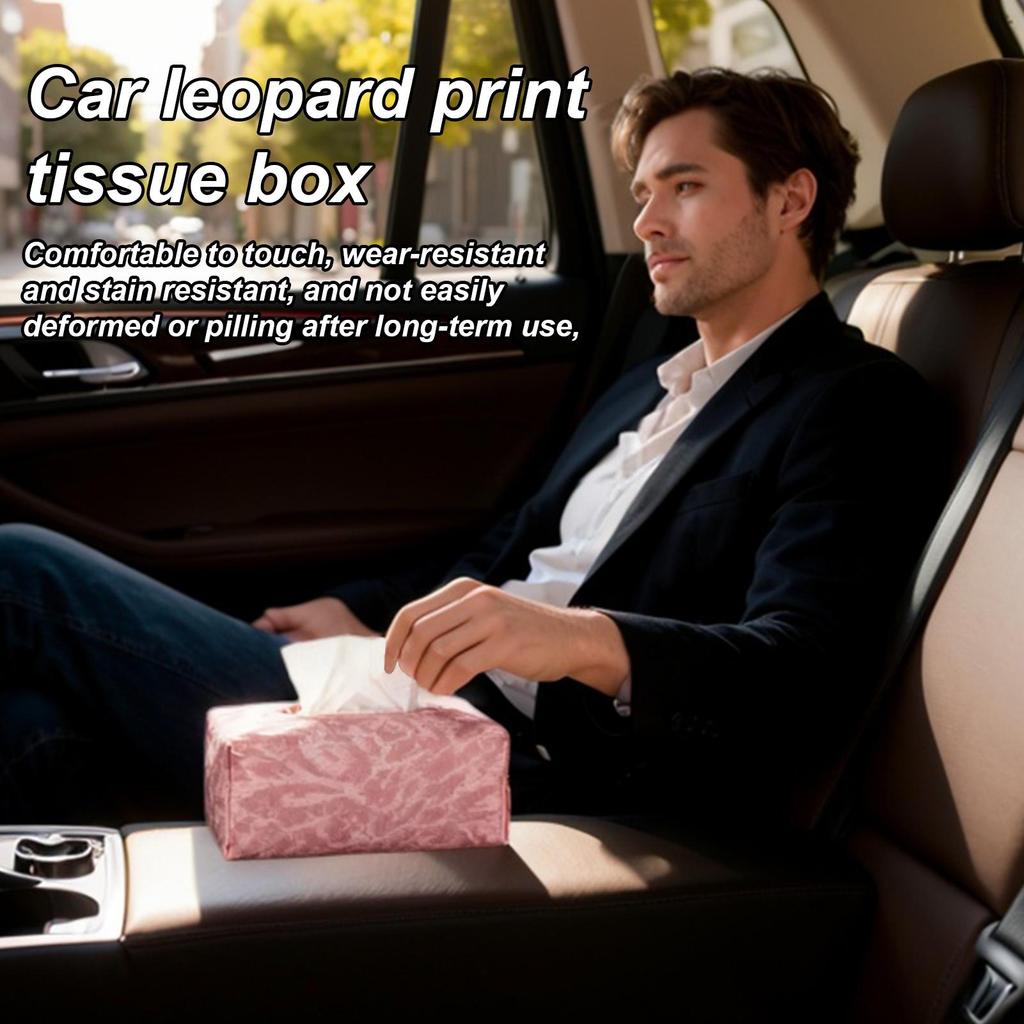 Taschentuchbox für Auto Leopardenmuster Reißverschlusstasche Taschentuchboxhalter für Auto Organisation für Auto LKW SUV Limousine Rücksitz Kopfstütze
