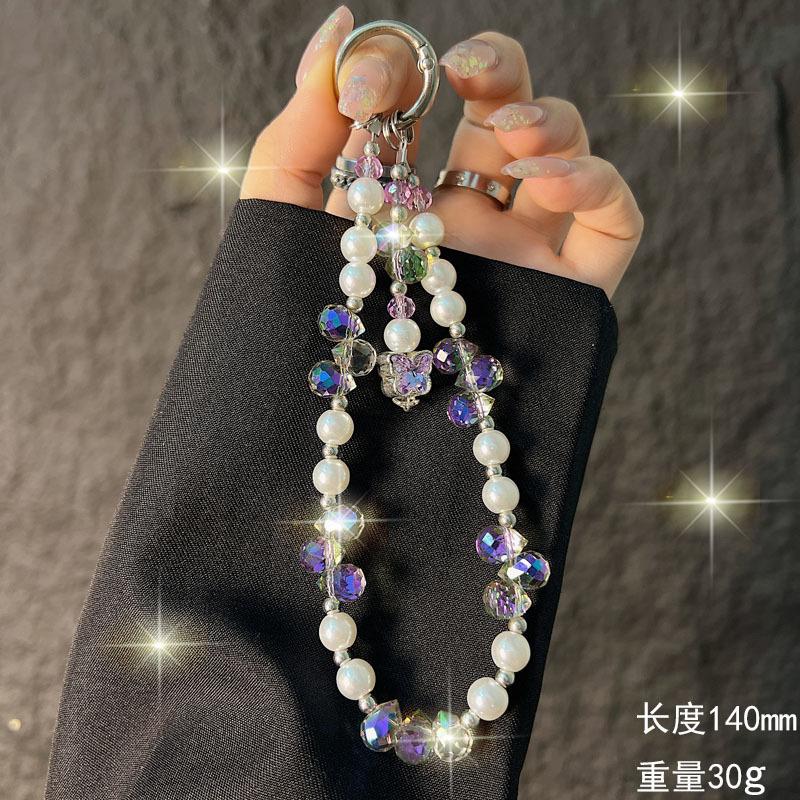 Light Luxury Crystal Phone Chain Rhinestone 3D Butterfly Phone Chain Pendant Car Keychain Bag Pendant