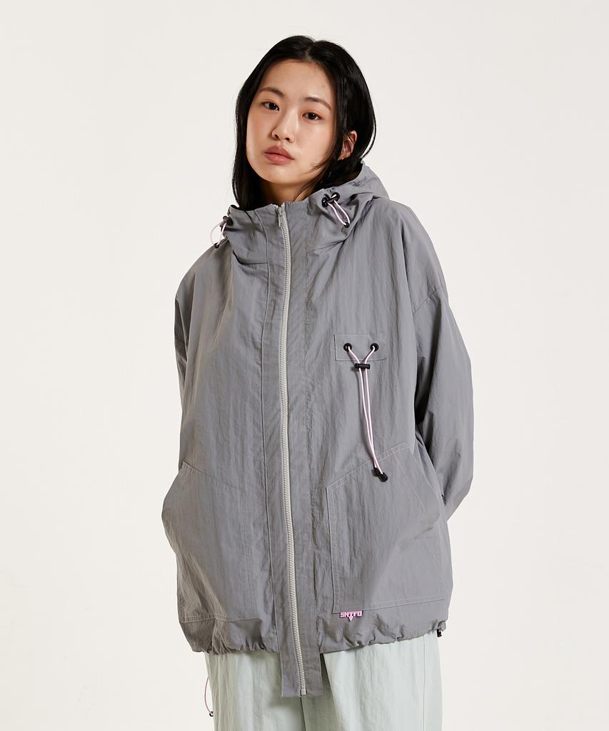 Shvto Windbreaker Hooded Gray Jacket