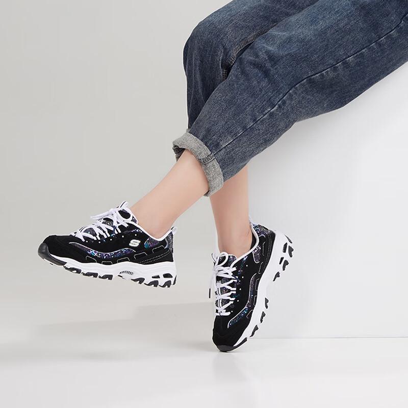 Skechers D Lites Women s Panda Sneakers 11916-BKW 6.5