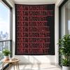 Wall Tapestry Stylized Red Rune Symbol Rows on Black Background Mysterious Ancient Script for Adult Viking Decor