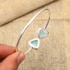 Blue Topaz Natural Gemstone Jewelry  Bangle Adjustable Cuff 925 Solid Sterling Silver