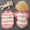 Spring and Autumn Dog Sweater Three-dimensional Small Flower Color Strip Autumn and Winter Warm Knitted Sweater Medium and Small Dog Teddy Pet Clothes