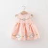 Summer Kids Sundress Toddler Pink Bunny Grid Sleeveless Dress Children Girls Yellow Clothes
