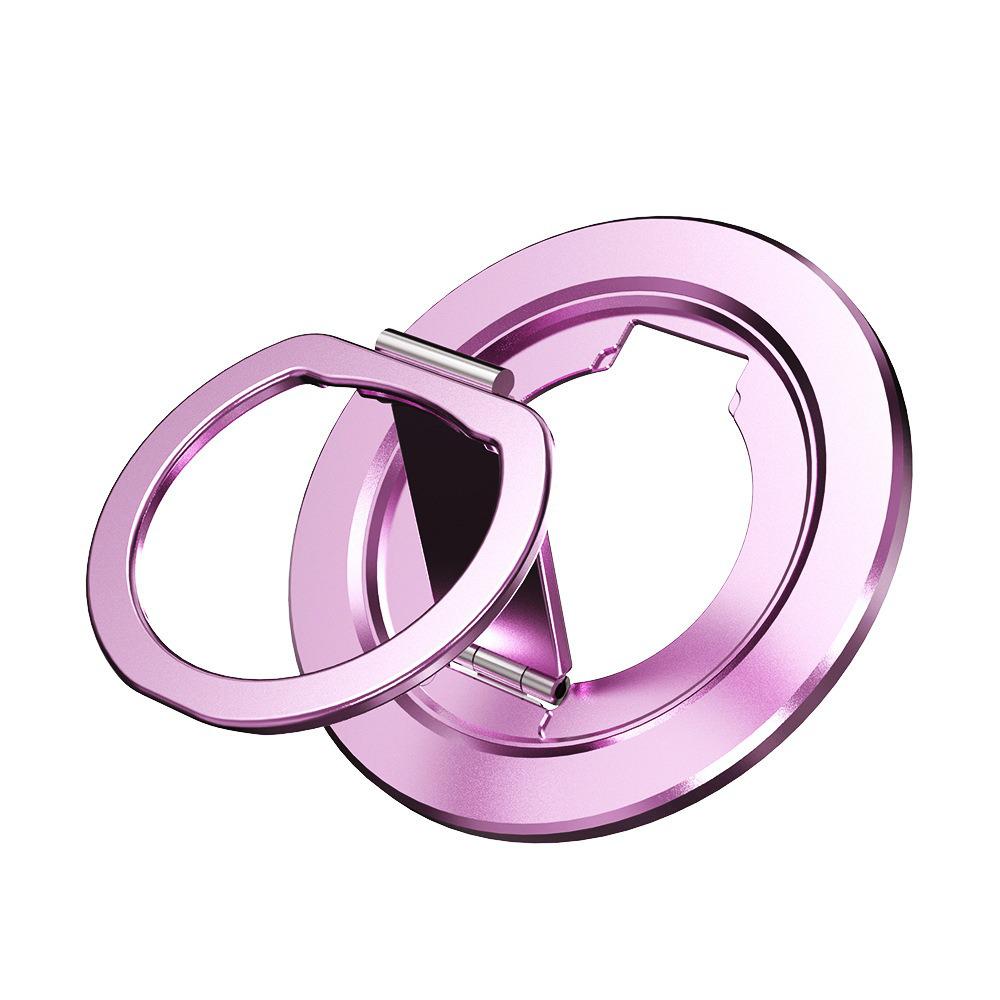 Aluminum Alloy Foldable Phone Ring Holder Stand, Dual-Sided Magnetic Car Mount