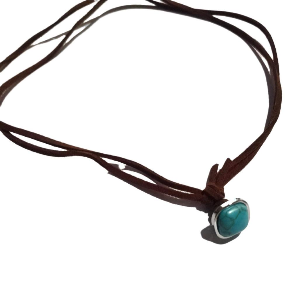 Turquoise Ethnic-Style Double-Layer Velvet Choker Necklace