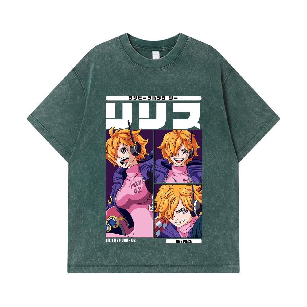 275 GSM Washed T-shirts 100% Cotton One Piece V47 Lilith Print Unisex Heavy Cotton T Shirt