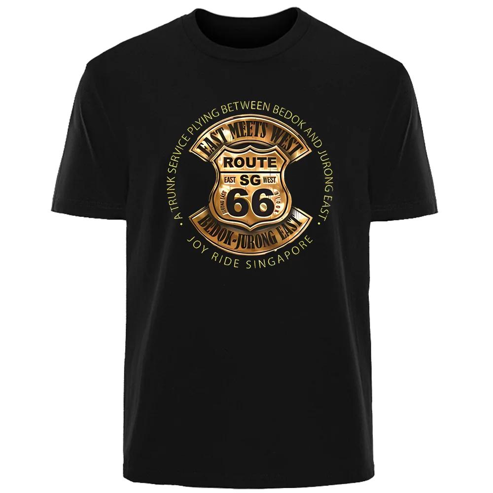 Vintage Route 66 Tryckt Sommar Hög Kvalitet Herr Bomull Mode Andningsbar Svettabsorberande T-Shirt Casual Herr Streetwear