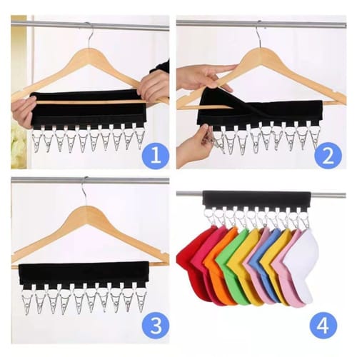 ZUNNY HJERBOF Laundry Hanger, Hat Rack, Hat Storage, Foldable, Space-Saving, Travel, Home Use, 10-Piece Set for Ball Caps