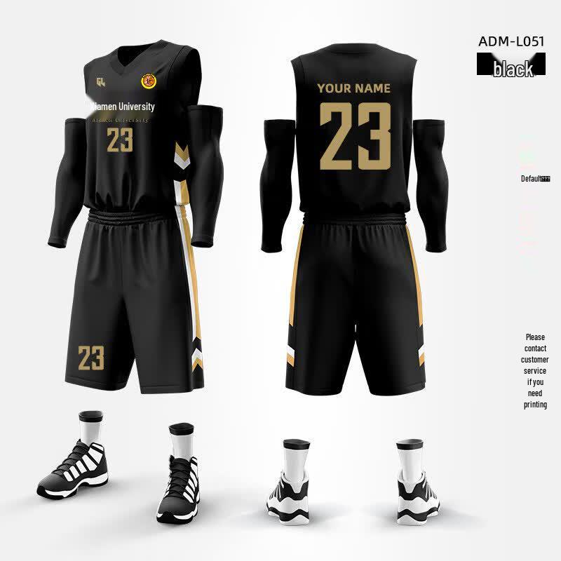 Breathable Quick-Dry Basketball Jersey & Shorts Set for Adults & Kids 3XS чёрный