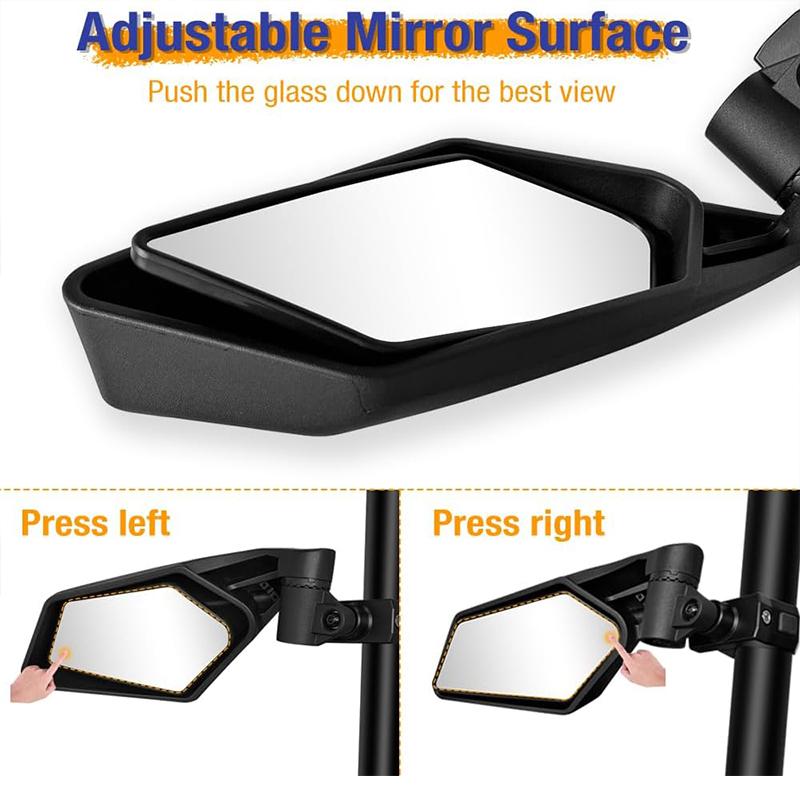 UTV Side Mirrors RZR Adjustable Side Mirrors with 1.5”-2” Roll Bar for Polars RZR 1000 Can Am Maverick Yamaha YXZ Rhino Pioneer