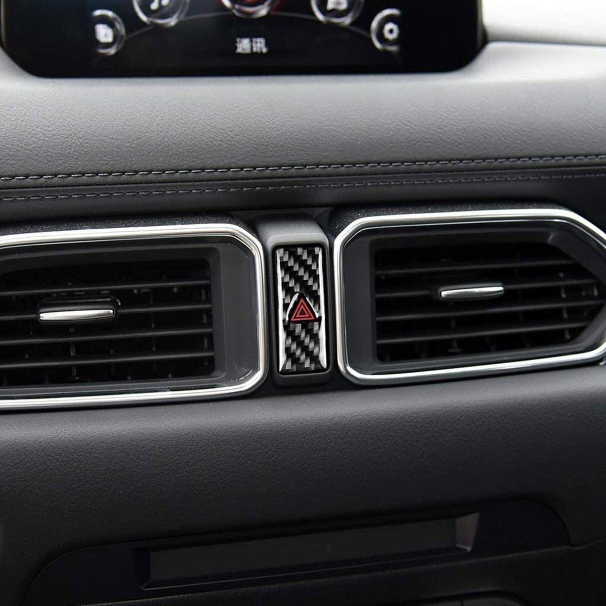 Center Console Safety Warning Button Cover Decor Trim Carbon Fiber for