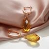 Rose Gold Color Yellow Crystal Drop Earrings For Women Natural Zircon Accessories Wedding Party Vintage Jewelry