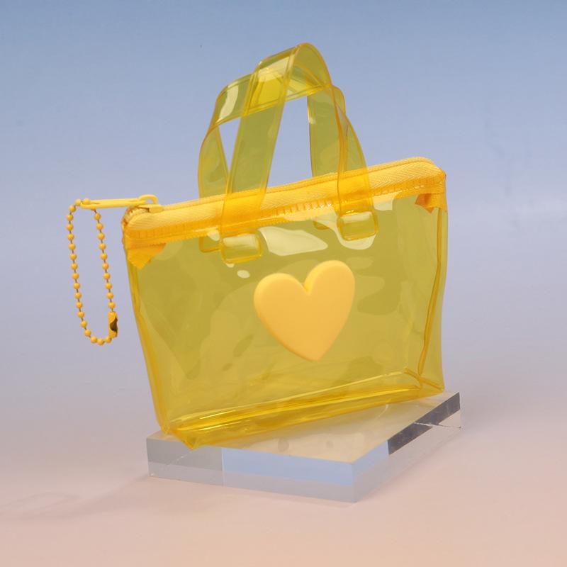 Solid Color Heart-Shaped Storage Bag Mini Waterproof Coin Purse Handheld Keychain Earphone Bag Water Splashing Festival