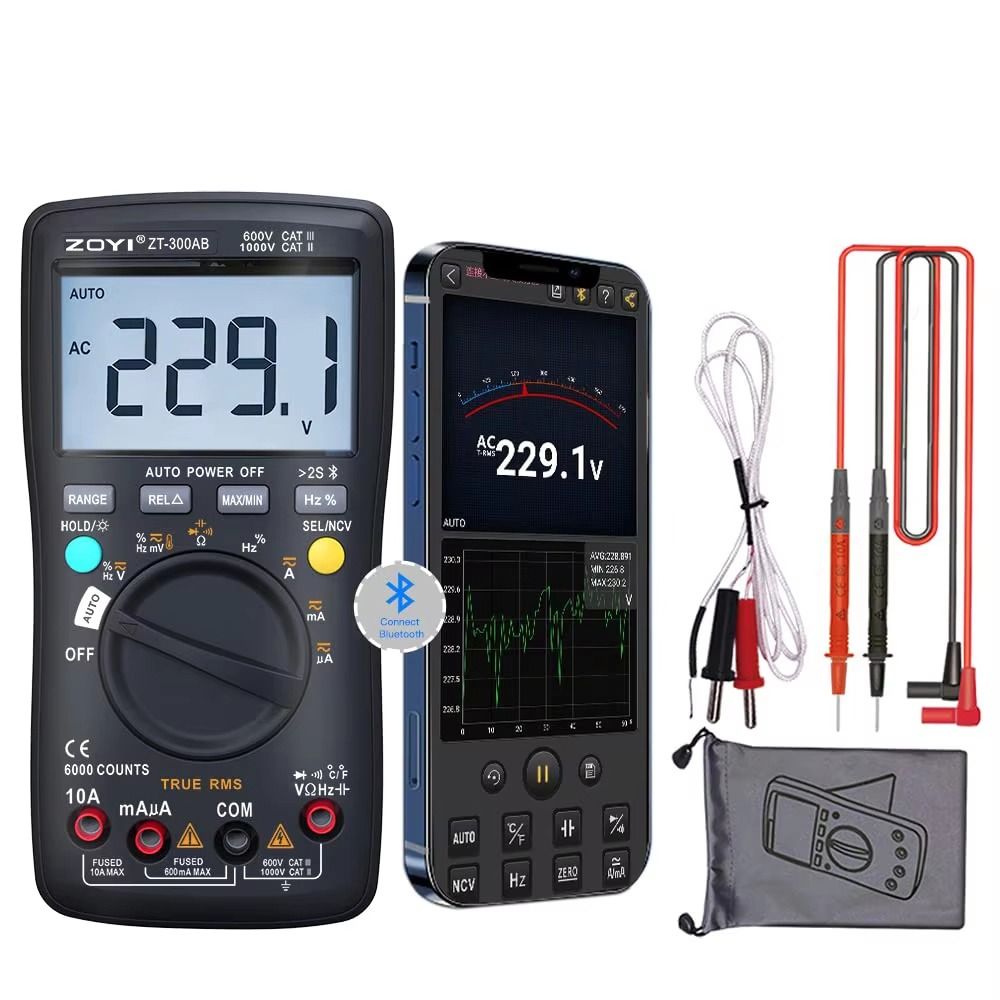 Professional Bluetooth Digital Multimeter LCD Display AC/DC Voltage Resistance Smart Multimeter Tester True RMS Multifunction