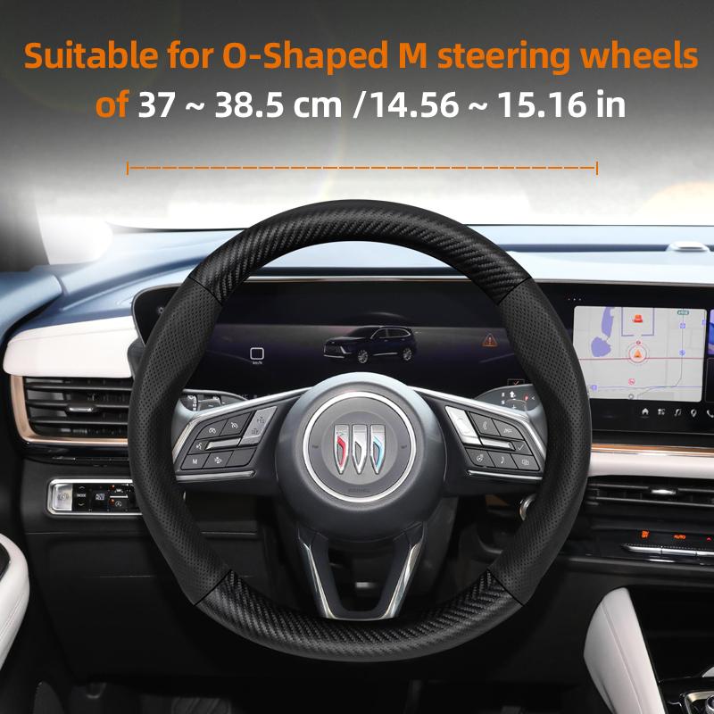 Suitable for Buick Perforated Leather Matte Carbon Fiber Texture Steering Wheel Cover Encore GX Envista Envision Enclave Black