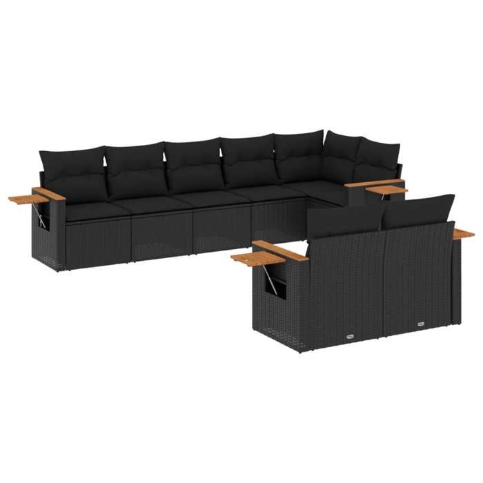 VidaXL Garden Lounge Set with Cushions 8 Pcs, Patio Sofas, Patio Furniture Set, Outdoor Furniture, Black 3226986