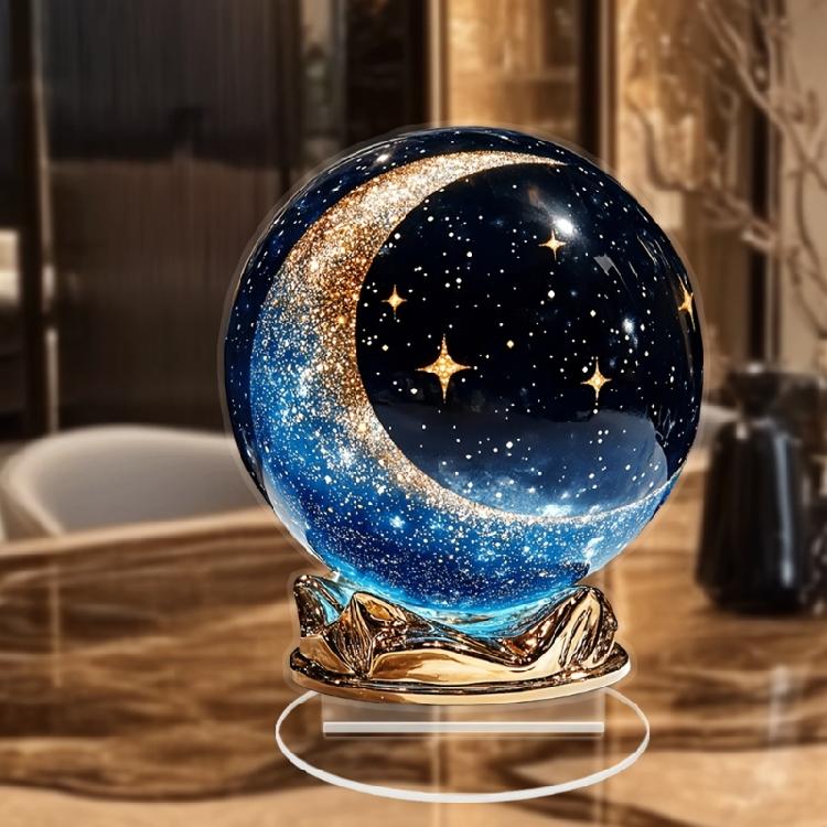 Sfera di Cristalli Acrilici Antirottura per Decorazione Tavolo Scaffale Motivo Lune Stella 200g