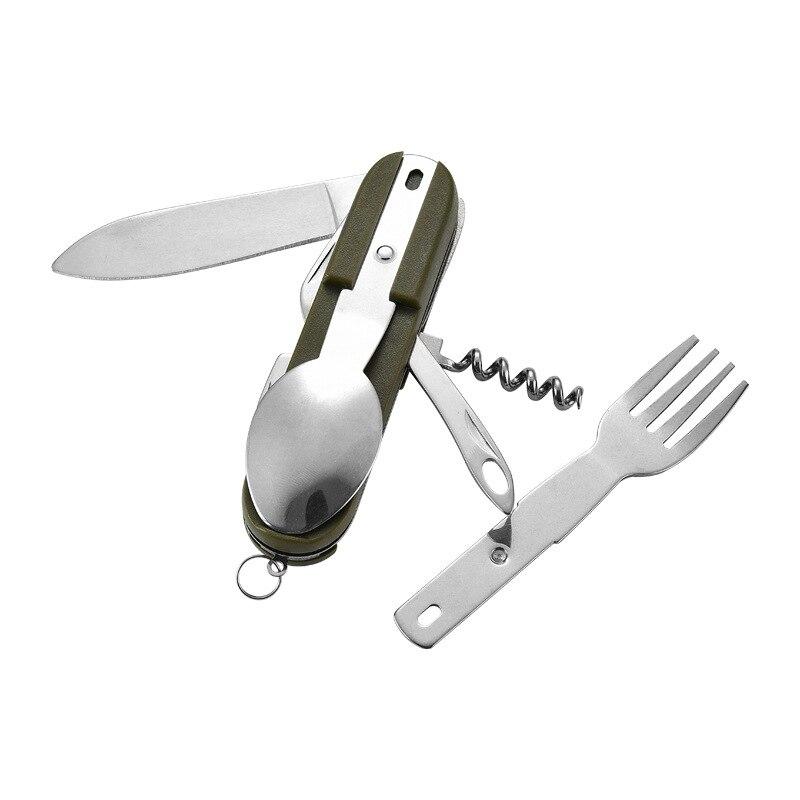 Multifunctional Outdoor Tableware Stainless Steel Foldable Fork Spoon Knife Picnic Camping Hiking Travelling Dinnerware